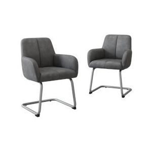 Merax eetkamerstoel set van 2 fauteuils minimalistische vrijetijdsstoel woonkamer slaapkamer stoel met gebogen stalen poten grijs - grijs Multi-materiaal WF310649AAG