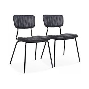 Oviala Business Set van 2 zwart gecoate stoffen stoelen - zwart Textiel 108243