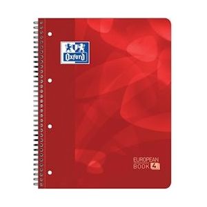 Oxford School Projectbook spiraalschrift, ft A4+, 4-gaats perforatie, geruit 5 mm, rood - 8412771025748