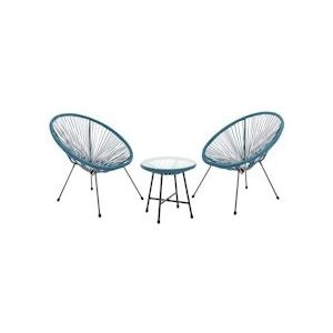 SVITA BALI Balkonmeubelset Loungeset Relax Egg-Chair Wicker Design Blauw - blauw Kunststof 92258