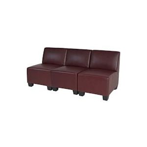 Mendler Modulaire 3-zitsbank Couch Lyon, kunstleer ~ roodbruin, zonder armleuningen - bruin 3x75174