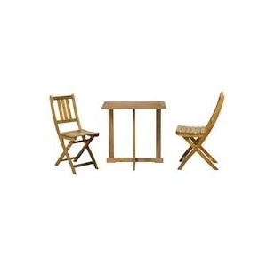 Möbilia 3-delige suite | 2 stoelen, 1 tafel | opvouwbaar | acacia natuur - beige Massief hout 31020011