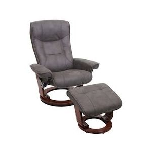 Robas Lund MCA Hamilton relaxfauteuil, TV-fauteuil kruk, stof/textiel 130kg belastbaar ~ donkergrijs, walnootkleurig - grijs Textiel 75594