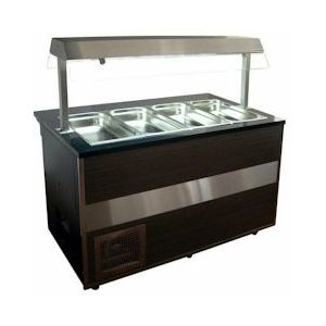 Gastro gekoelde toonbank Koude toonbank Saladebar Gekoelde vitrine 1500x800x1350mm, voor 4 x 1/1 GN - GL100/OP