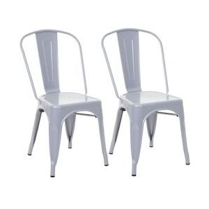 Mendler Set van 2 stoelen HWC-A73, bistrostoel stapelbaar, metalen industrieel ontwerp stapelbaar ~ grijs - grijs Metaal 70811