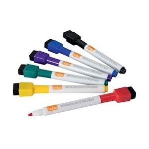 Rexel Nobo Mini whiteboardmarker, pak van 6 stuks, geassorteerde kleuren - blauw Papier 1903792