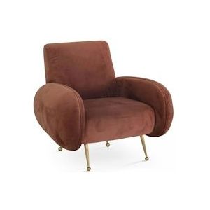 Oviala Business Terracota vintage fluwelen fauteuil - bruin 106992