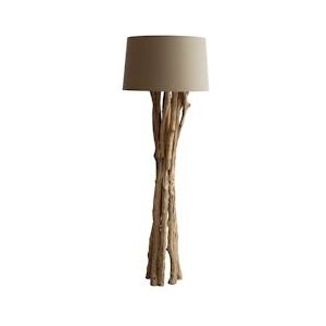 SalesFever Vloerlamp Drijfhout Wit 145 cm | Kap grof linnen | Frame drijfhout | B 26 x D 26 x H 145 cm | wit - wit Multi-materiaal 368749