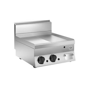 Gastro-Inox 650 HP Gas Bakplaat | Half Glad - Half Geribbeld Verchroomde Plaat 600mm | 10kW | 700x650x295(h)mm - GI-160.052