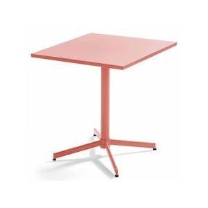 Oviala Business Vierkante bistro kantelbare terrastafel in leemstaal 70cm - roze Staal 108417