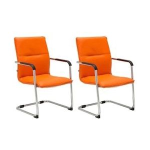 CLP Set van 2 bezoekersstoelen Seattle kunstleer oranje - 312232