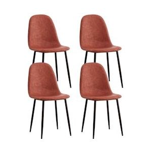 Pak 4 eetkamerstoelen leren Mera bruine 56x44x87,5 cm Thinia Home - bruin Synthetisch materiaal 8429160025166