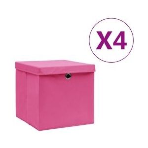 vidaXL Opbergboxen met deksels 4 st 28x28x28 cm roze - 325204