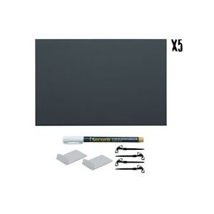Securit® Dubbelzijdige A4 Krijtbord Tags In Zwart set van 5|0,4 kg - zwart Polypropyleen, kunststof TAG-A4-WT