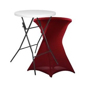 Oviala Business Opvouwbare tafelstandaard 80 cm met bordeauxrode hoes - rood Kunststof 103837