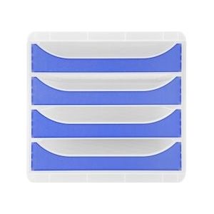 Exacompta 310360D 1x BIG-BOX ladenbox met 4 laden voor DIN A4+ documenten, Chromaline, transparant-koningsblauw - blauw Synthetisch materiaal 310360D