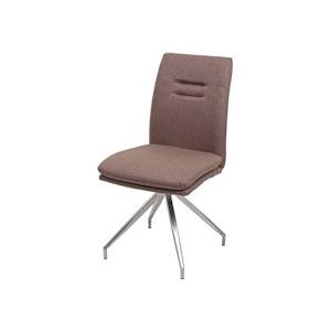Mendler Eetkamerstoel HWC-H70, keukenstoel fauteuil stoel, stof/textiel geborsteld roestvrij staal ~ bruin - bruin Textiel 73919