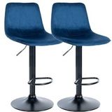 CLP Set van 2 barkrukken Divo fluweel zwart - blauw - 323730