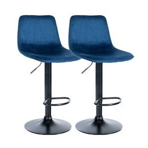 CLP Set van 2 barkrukken Divo fluweel zwart - blauw - 323730