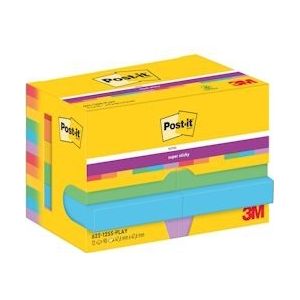 Post-It Super Sticky Notes Playful, 90 vel, ft 47,6 x 47,6 mm, pak van 12 blokken - 4064035065713