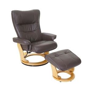 Robas Lund MCA Relax fauteuil Montreal, TV fauteuil kruk, echt leer 130kg belastbaar ~ bruin, naturel bruin - bruin Leer 56049
