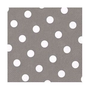 PAPSTAR, Servetten, 3-laags 1/4 vouw 40 cm x 40 cm grijs "Dots" - grijs Papier 10750