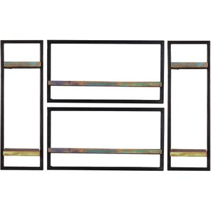 Wandplank - Zwart/Multi - 125x25x75 cm - Hout