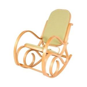 Mendler Schommelstoel M41, schommelstoel TV-fauteuil, massief hout ~ eiken look, stof/textiel groen - groen Massief hout 75341