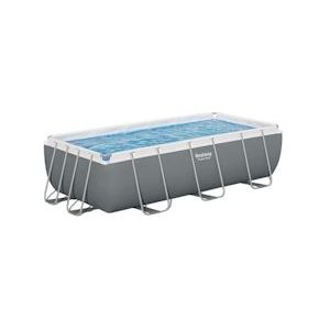 Bestway Power Steel Frame Pool Set met filterpomp, staal/PVC, 4,04 x 2,01 x 1 m, stenen muur look, grijs, vierkant, 6478 L - grijs Multi-materiaal 6941607328187