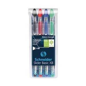 Schneider Balpen Slider Basic XB, etui van 4 stuks in geassorteerde kleuren - 151294