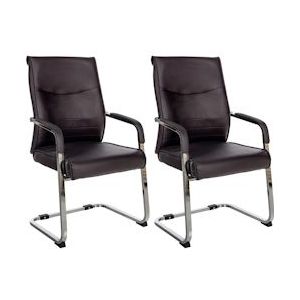 CLP Set van 2 Eetkamerstoelen Hobart kunstleer - bruin - 324475