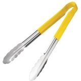 Hygiplas Serveertang / Vleestang - Geel kleurcode - RVS - 30cm - Gladde vorm tegen bacteriën - horeca bbq tang