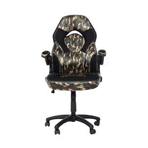 Mendler Bureaustoel HWC-K13, draaistoel gamestoel, ergonomisch, verstelbare armleuning, kunstleer ~ camouflage-zwart - meerkleurig Synthetisch materiaal 87587