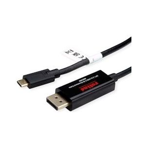 ROLINE USB Type C - DisplayPort, v1.2, bidirectionele adapterkabel, M/M, 2 m - zwart 11.04.5958