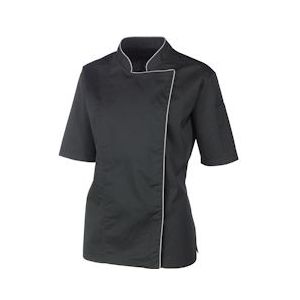 METRO Professional Koksjas, polyester/katoen, met korte mouwen, voor dames, maat S, zwart/grijs - S zwart Polyester 256883