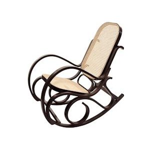 Mendler Schommelstoel M41, schommelstoel TV-fauteuil, massief hout rotan ~ walnoot look - bruin Massief hout 8489