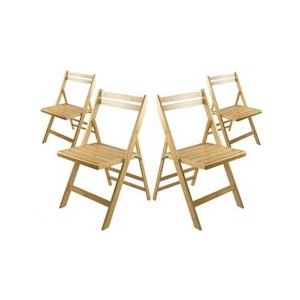 Pak 4 opvouwbare stoelen van natuurlijk bamboehout 42,5x47,5x79 cm O91 - beige Bamboe 8429160027443