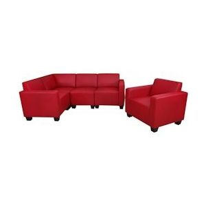 Mendler Modulair bankstel Lyon 4-1, kunstleer ~ rood - rood Synthetisch materiaal 21691+21695+21698+21701+21718+21707