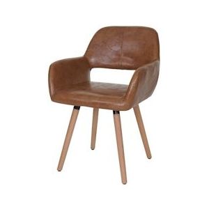 Mendler Eetkamerstoel HWC-A50 II, stoel keukenstoel, retro jaren 50 design ~ imitatieleer, imitatiesuède, lichte poten - bruin Synthetisch materiaal 48434