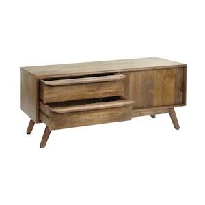 Mendler TV-meubel HWC-L96, TV-tafel lowboard ladekast, laden massief hout mango 46x110x35cm - bruin Massief hout 103196