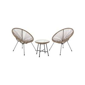 SVITA BALI Balkonmeubelset Loungeset Relax Egg-Chair Wicker Design Bruin - bruin Kunststof 92257