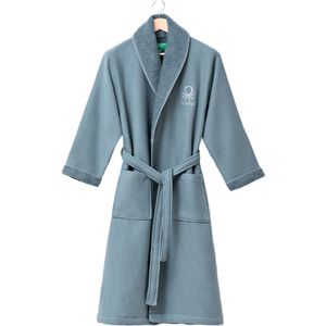 Benetton - Badjas L/Xl 400 gsm 100% katoenwafel donkerblauw - L/XL blauw BE493