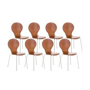 CLP Set van 8 stapelstoelen Diego bruin - 15975203