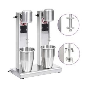 vidaXL Milkshake mixer met dubbele bekers roestvrij staal 2 L