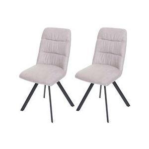 Mendler Set van 2 eetkamerstoelen HWC-J69, keukenstoel, draaibare autostoel, fluweel ~ crème-beige - beige Textiel 82597