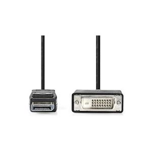 Nedis DisplayPort-Kabel - DisplayPort Male - DVI-D 24+1-Pins Male - 1080p - Vernikkeld - 2.00 m - Rond - PVC - Zwart - Envelop - 5412810263936