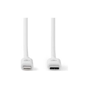 Nedis Lightning Kabel - USB 2.0 - Apple Lightning 8-Pins - USB-C Male - 480 Mbps - Vernikkeld - 2.00 m - Rond - PVC - Wit - Label - 5412810421077