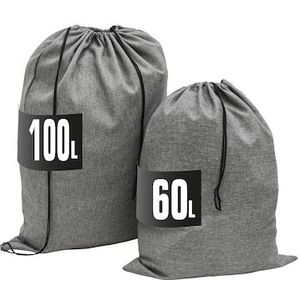 Linnen Optiek: 100l Waszak Groot XXL + 60l Reiswastas - Ondoorzichtige Opbergzak voor Vuile Was -...