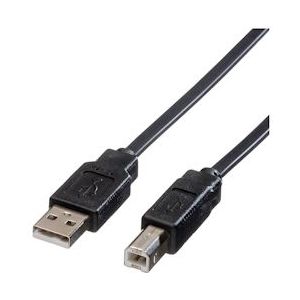 ROLINE USB 2.0 notebook platte kabel, type A-B, zwart, 0,8 m - zwart 11.02.8867