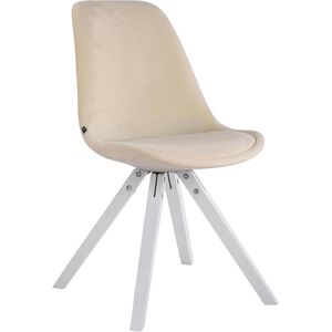 CLP Eetkamerstoel Toulouse Fluweel vierkant frame creme/wit - beige Textiel 312525